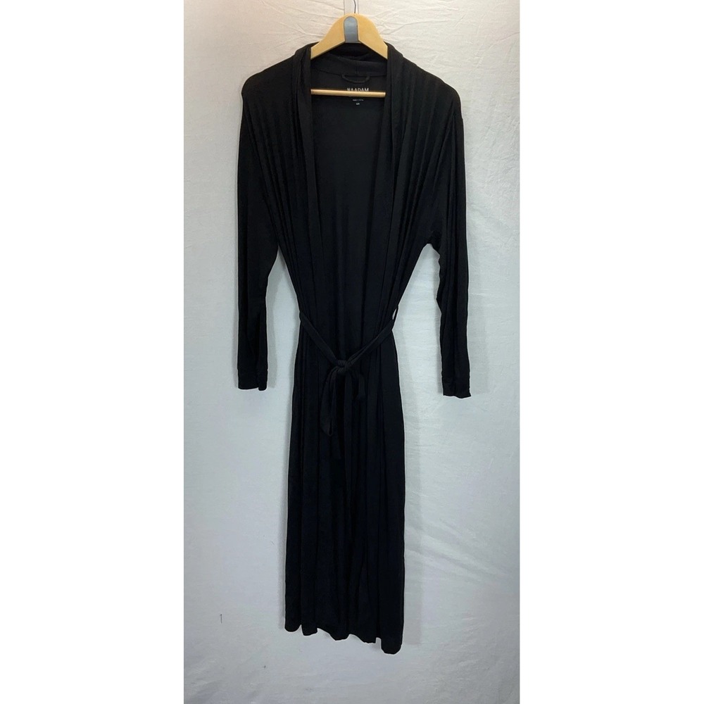 NAADAM Long Modal Belted Robe Black‎ Size S/M lounge Quiet Luxury